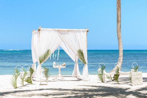 ślub na plaży pod palmami