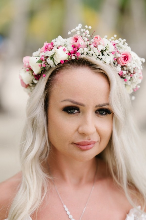 wianek ślubny z amarantem