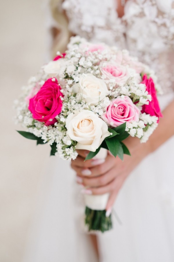 bukiet ślubny z amarantem